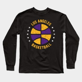 Retro Distressed Los Angeles Basketball Long Sleeve T-Shirt